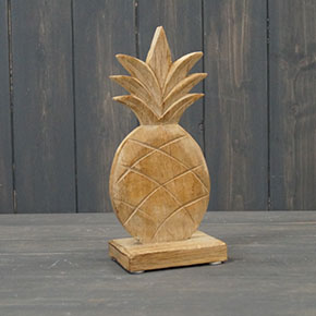 Small Wooden Carved Pineapple Display detail page